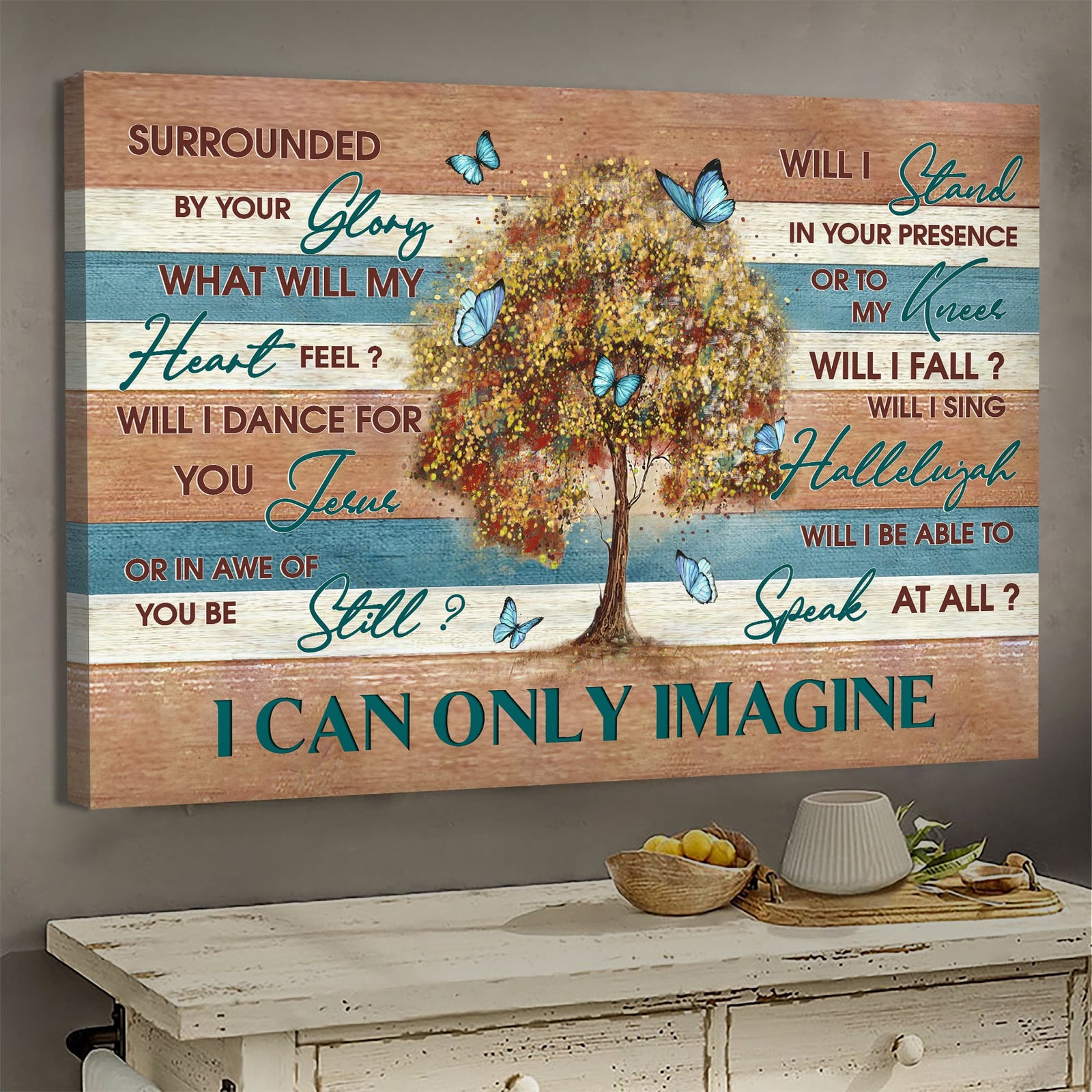 Beautiful tree, Butterfly, I can only imagine - Jesus Landscape Canvas Prints, Wall Art