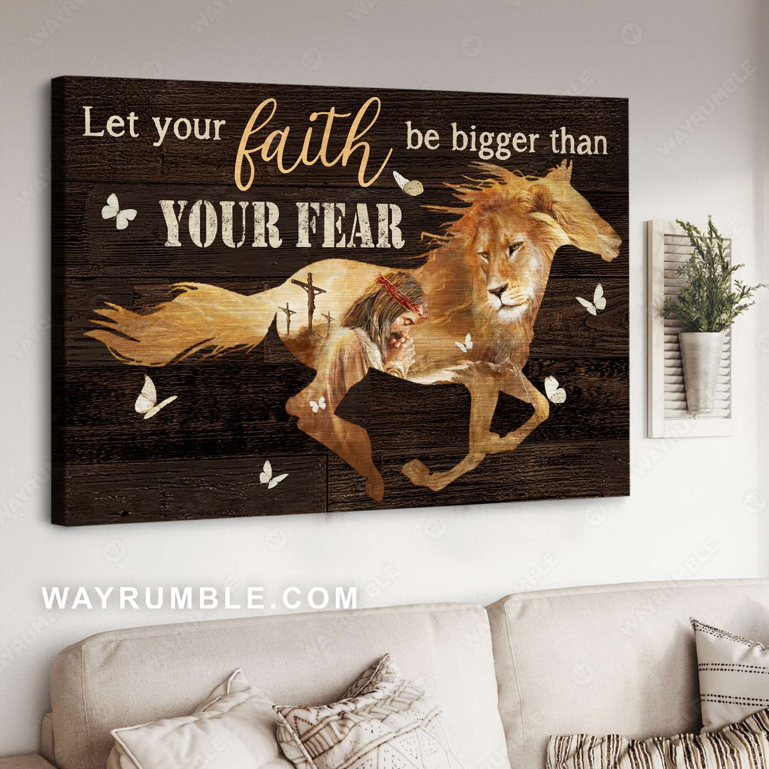 Jesus Christ, The Lion of Judah, Let your faith be bigger than your fear - Jesus Landscape Canvas Prints, Christian Wall Art