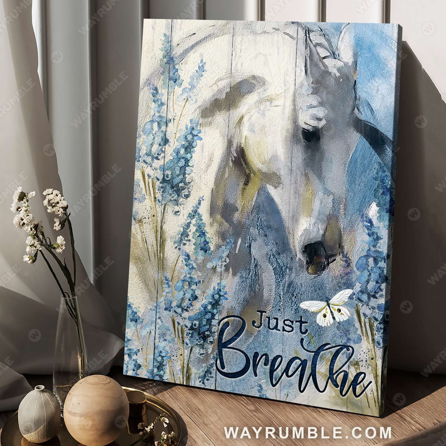 Lavender painting, White horse drawing, Just breathe - Jesus Portrait Canvas Prints, Christian Wall Art