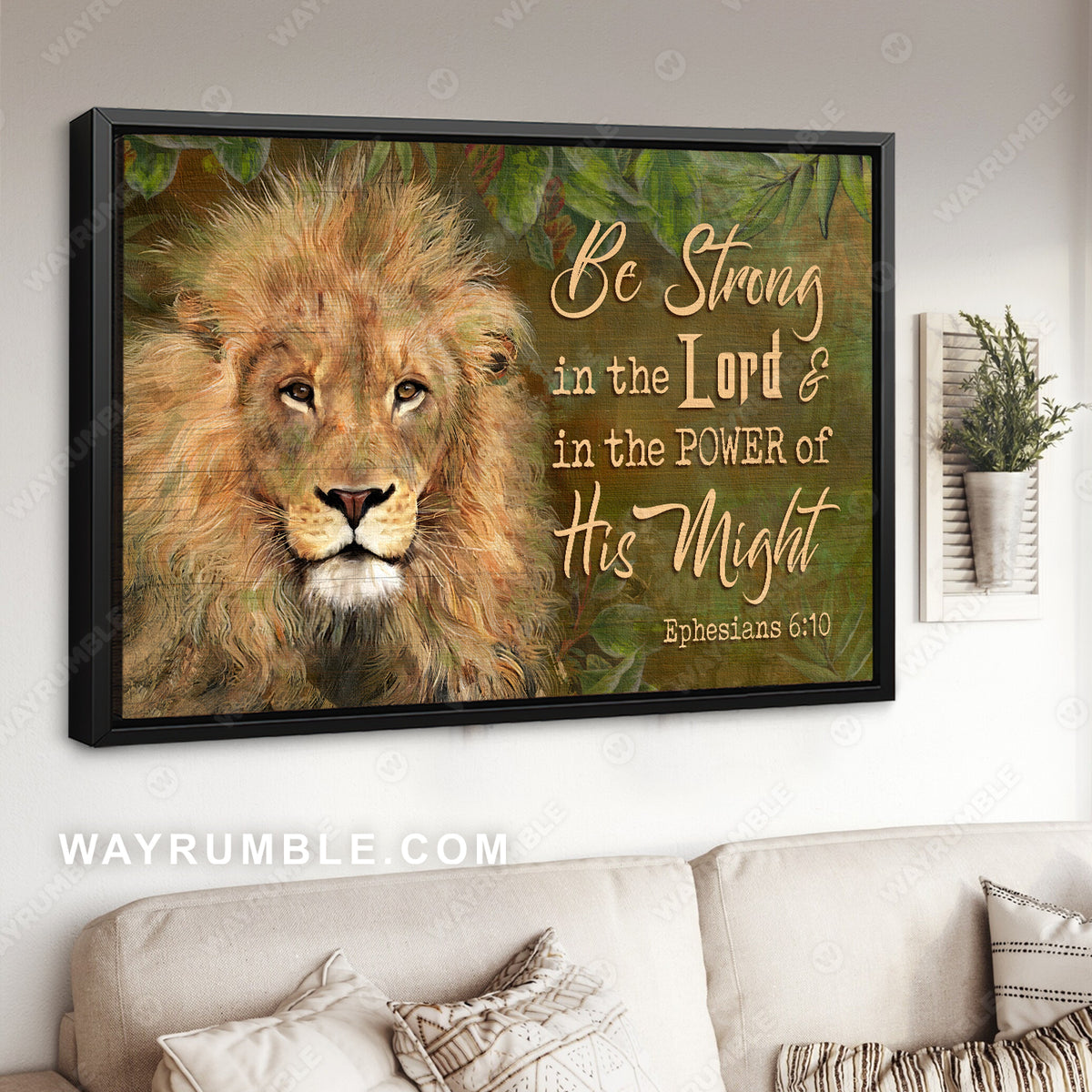 Lion drawing, Lion of Judah, Be strong in the Lord - Jesus Landscape Canvas Prints, Christian Wall Art