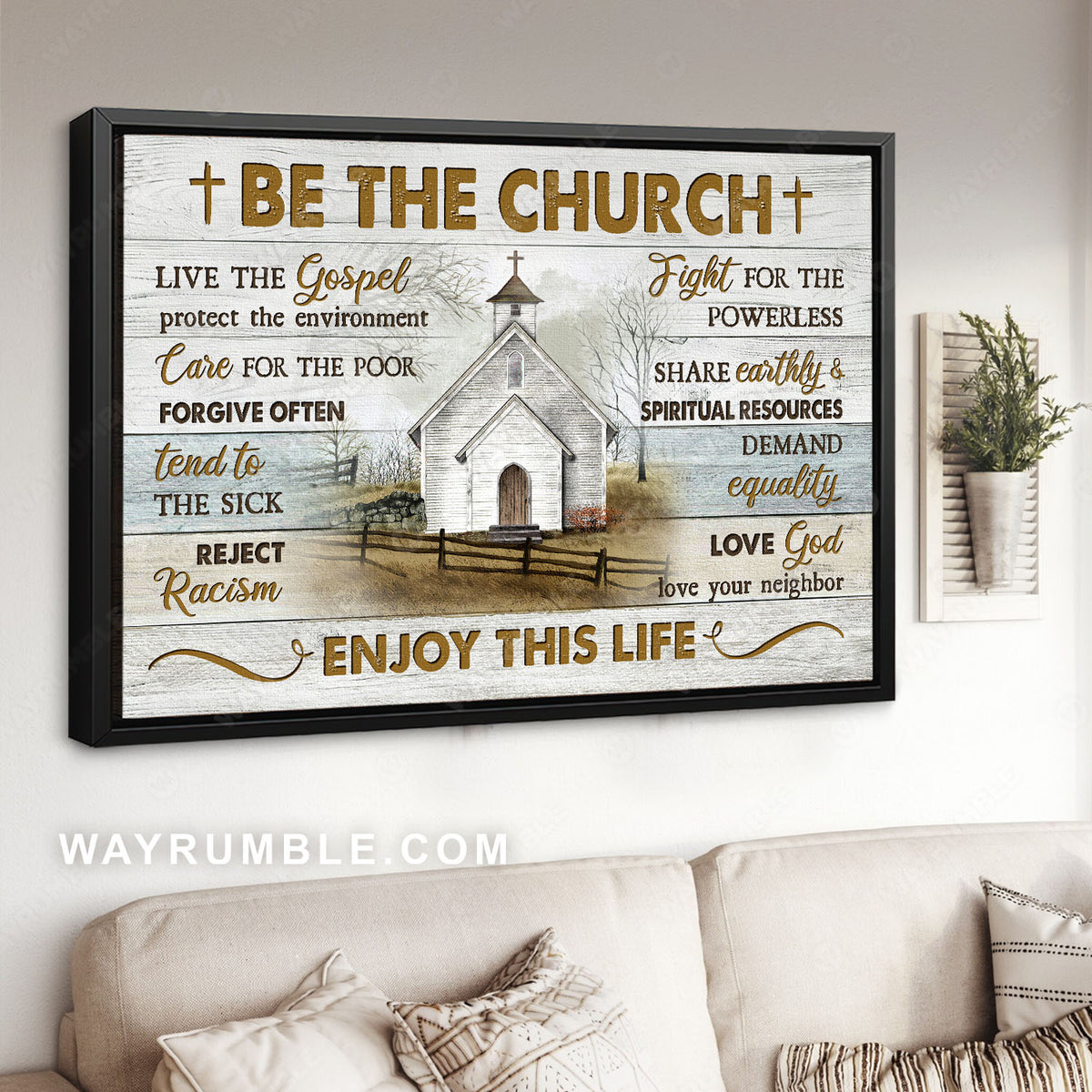 White church, Church drawing, Be the church - Jesus Landscape Canvas Prints, Christian Wall Art