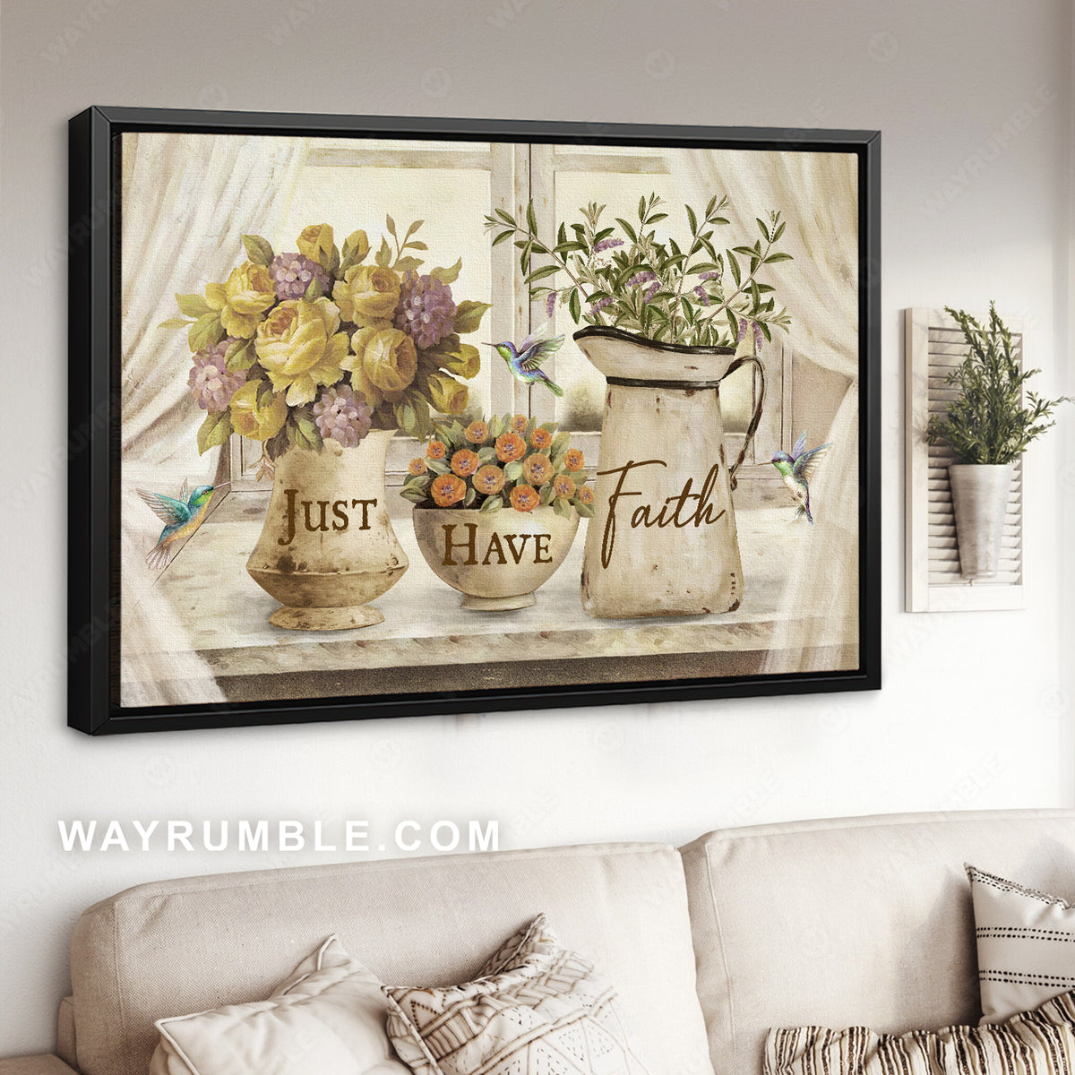 Yellow peony, Orange poppy, Flower vases, Just have faith - Jesus Landscape Canvas Prints, Christian Wall Art