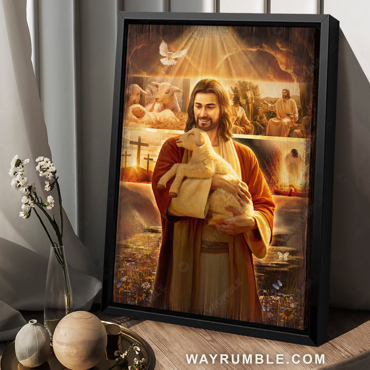 Jesus painting, Lamb of Jesus, Heaven light, Jesus life - Jesus Portrait Canvas Prints, Christian Wall Art