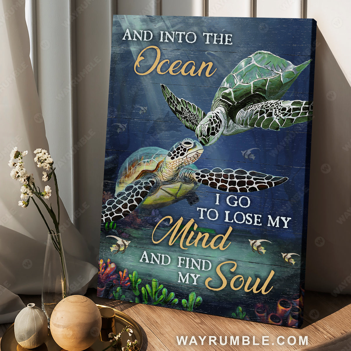 Green sea turtle, Coral reef, Ocean painting, Find my soul - Jesus Portrait Canvas Prints, Christian Wall Art