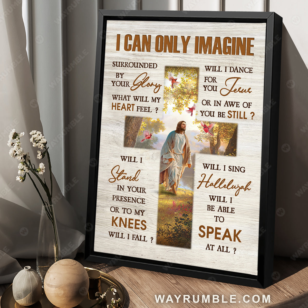 Jesus painting, Walking with Jesus, Forest landscape, I can only imagine - Jesus Portrait Canvas Prints, Christian Wall Art