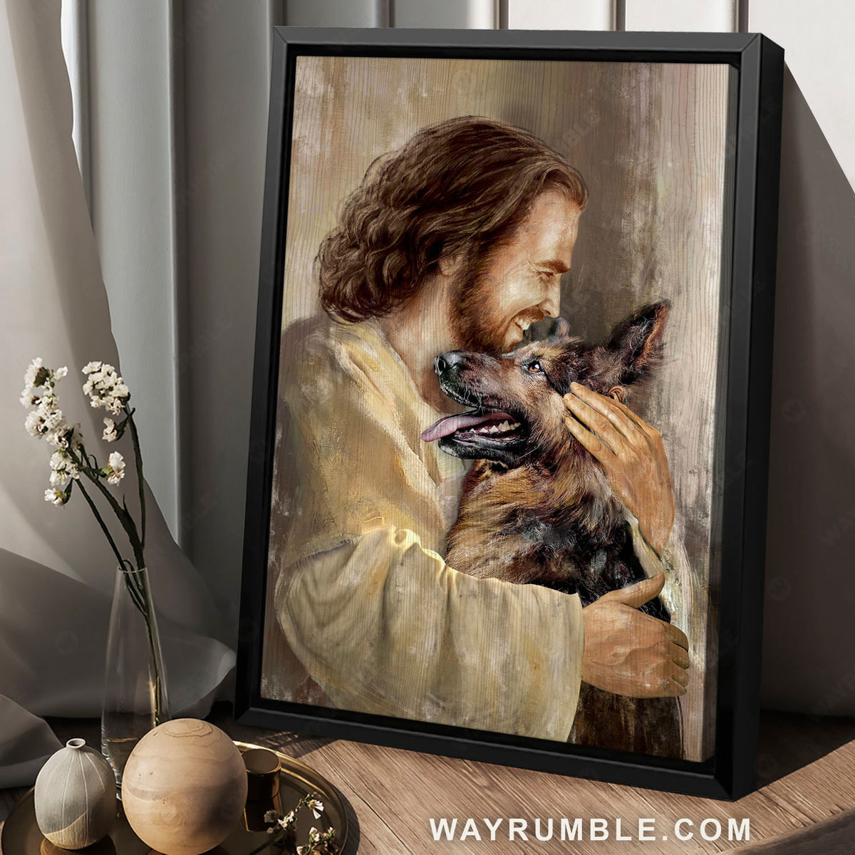 Jesus painting, The life of Jesus, German Shepherd dog - Jesus Portrait Canvas Prints, Christian Wall Art
