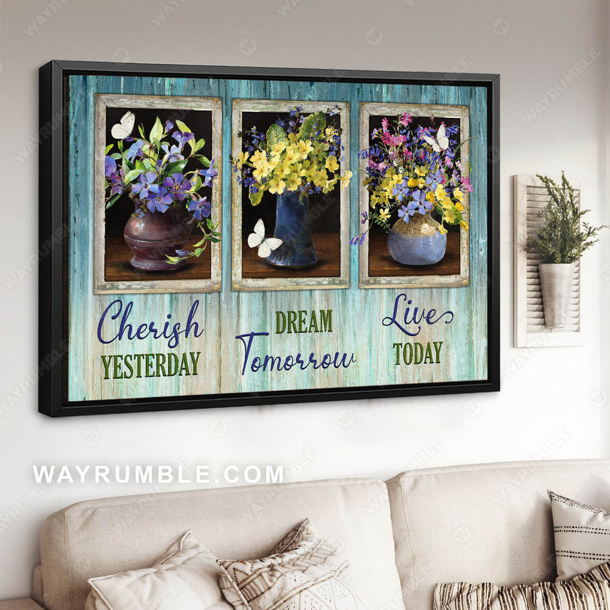Vintage flower vase, Still life painting, Live today - Jesus Landscape Canvas Prints, Christian Wall Art