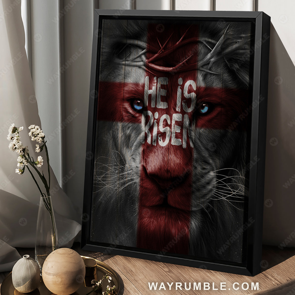 Lion of Judah, Black and white painting, He is risen, The Great Lion - Jesus Portrait Canvas Prints, Christian Wall Art