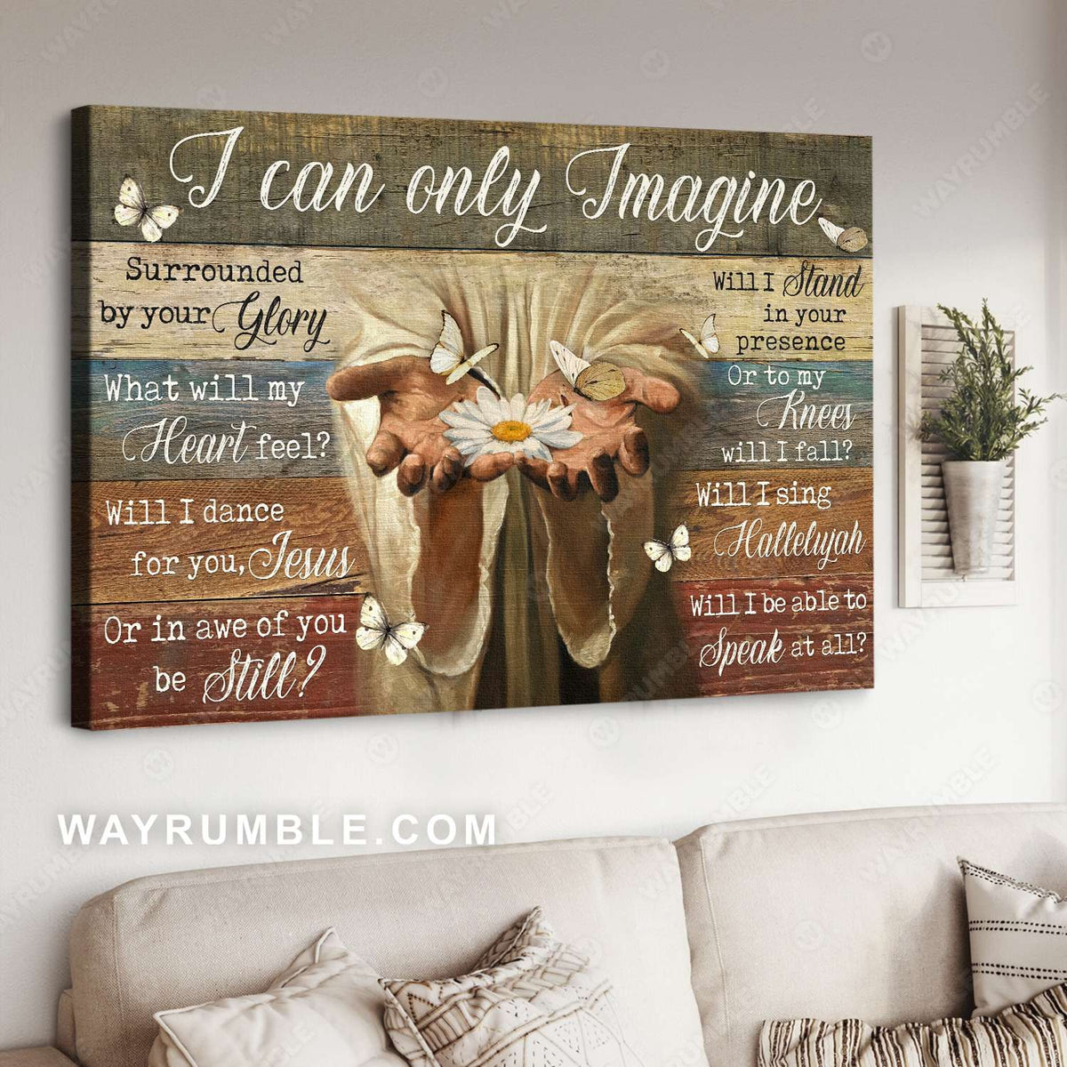Jesus hands, White daisy, White butterfly, I can only imagine - Jesus Landscape Canvas Prints, Christian Wall Art