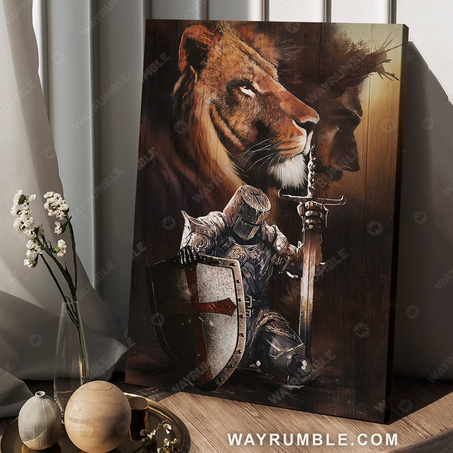 Knight of God, Lion of Judah, Serving the Lord - Jesus Portrait Canvas Prints, Wall Art