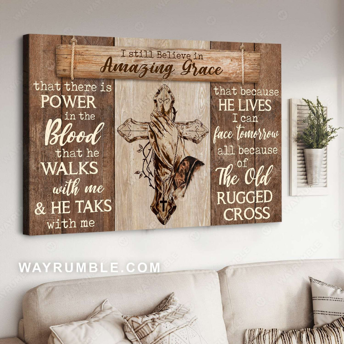 Praying hands, Cross symbol, Cross necklace, I still believe in Amazing Grace - Jesus Landscape Canvas Prints, Christian Wall Art