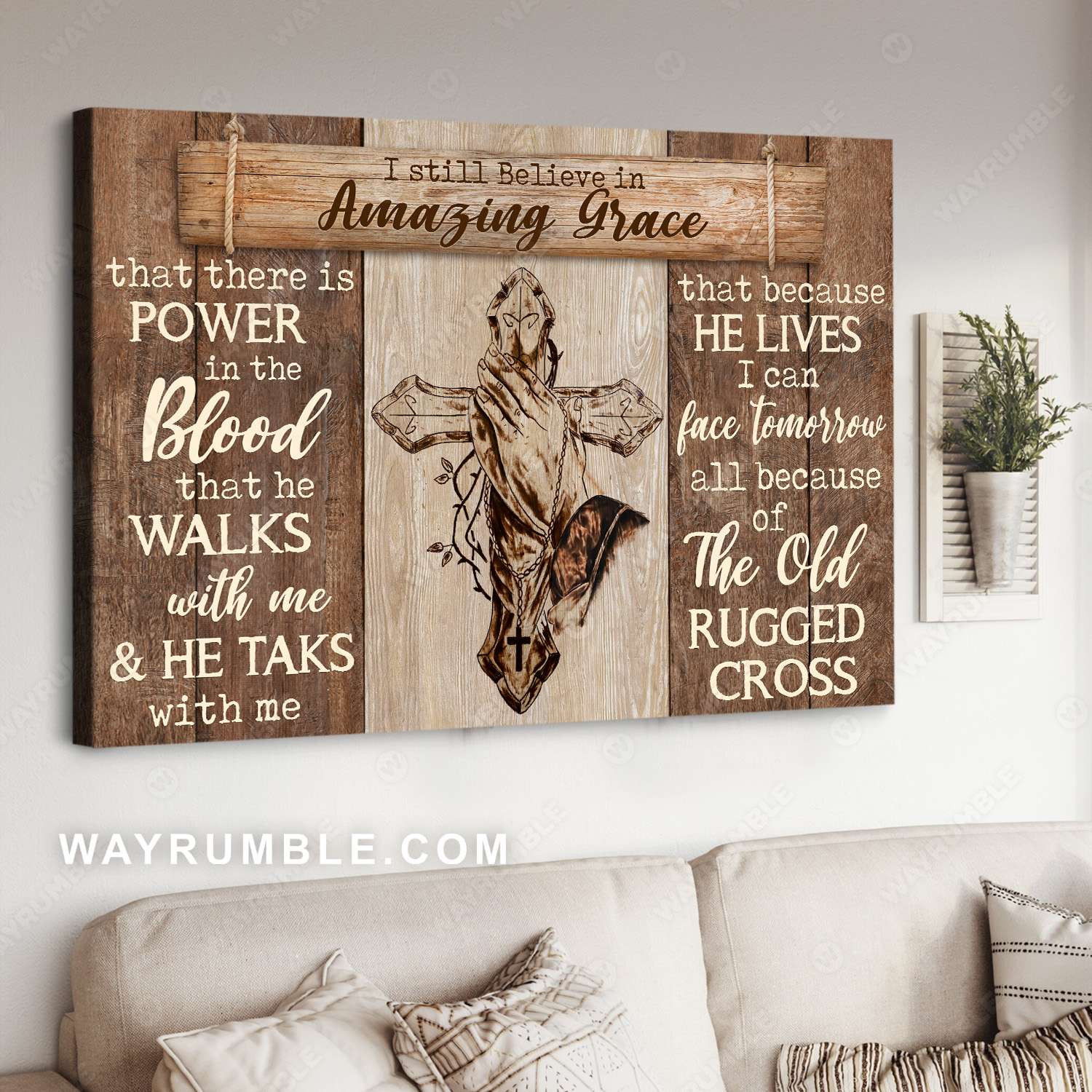 Praying hands, Cross symbol, Cross necklace, I still believe in Amazing Grace - Jesus Landscape Canvas Prints, Christian Wall Art
