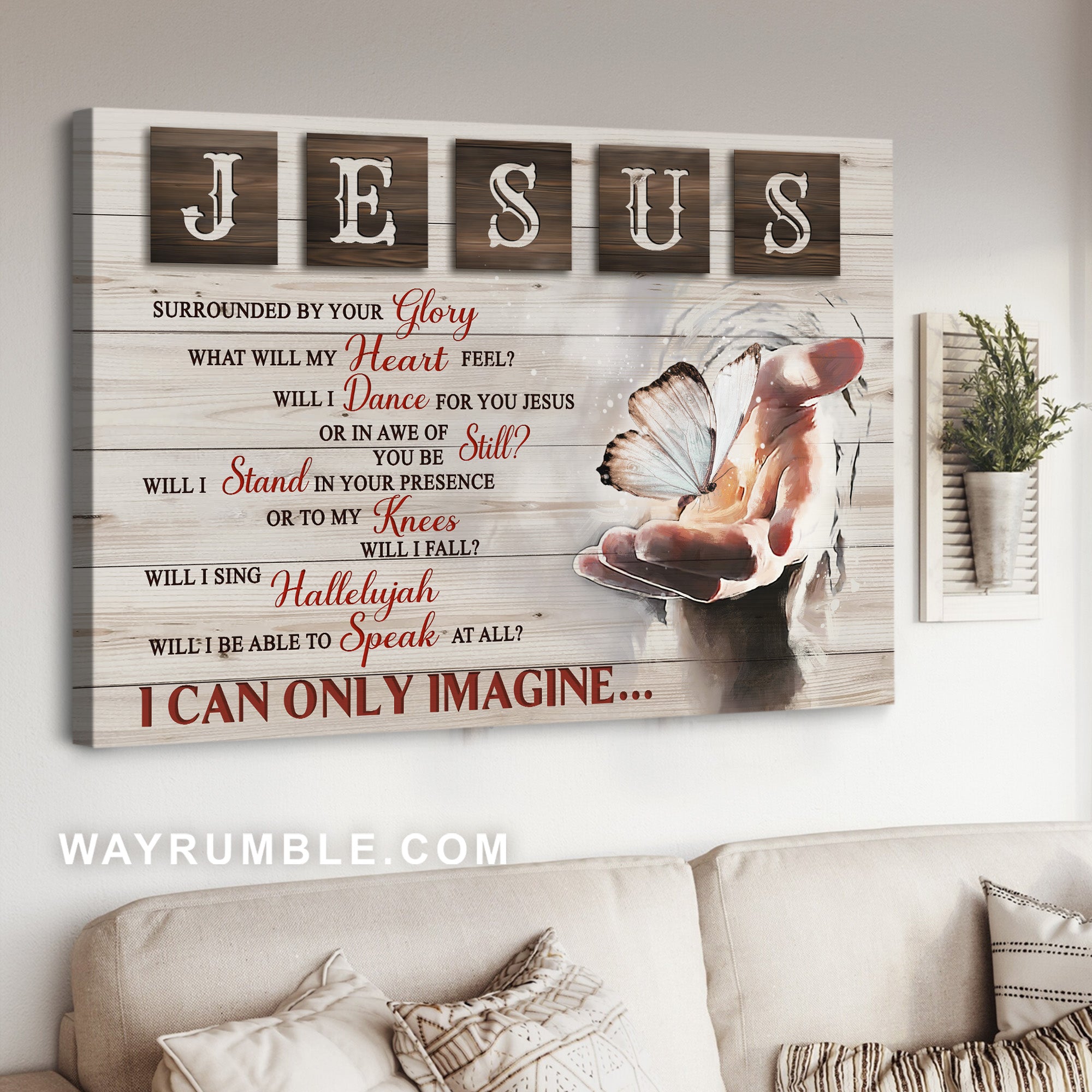 Jesus hand, White butterfly, White background, I can only imagine - Jesus Landscape Canvas Prints, Christian Wall Art