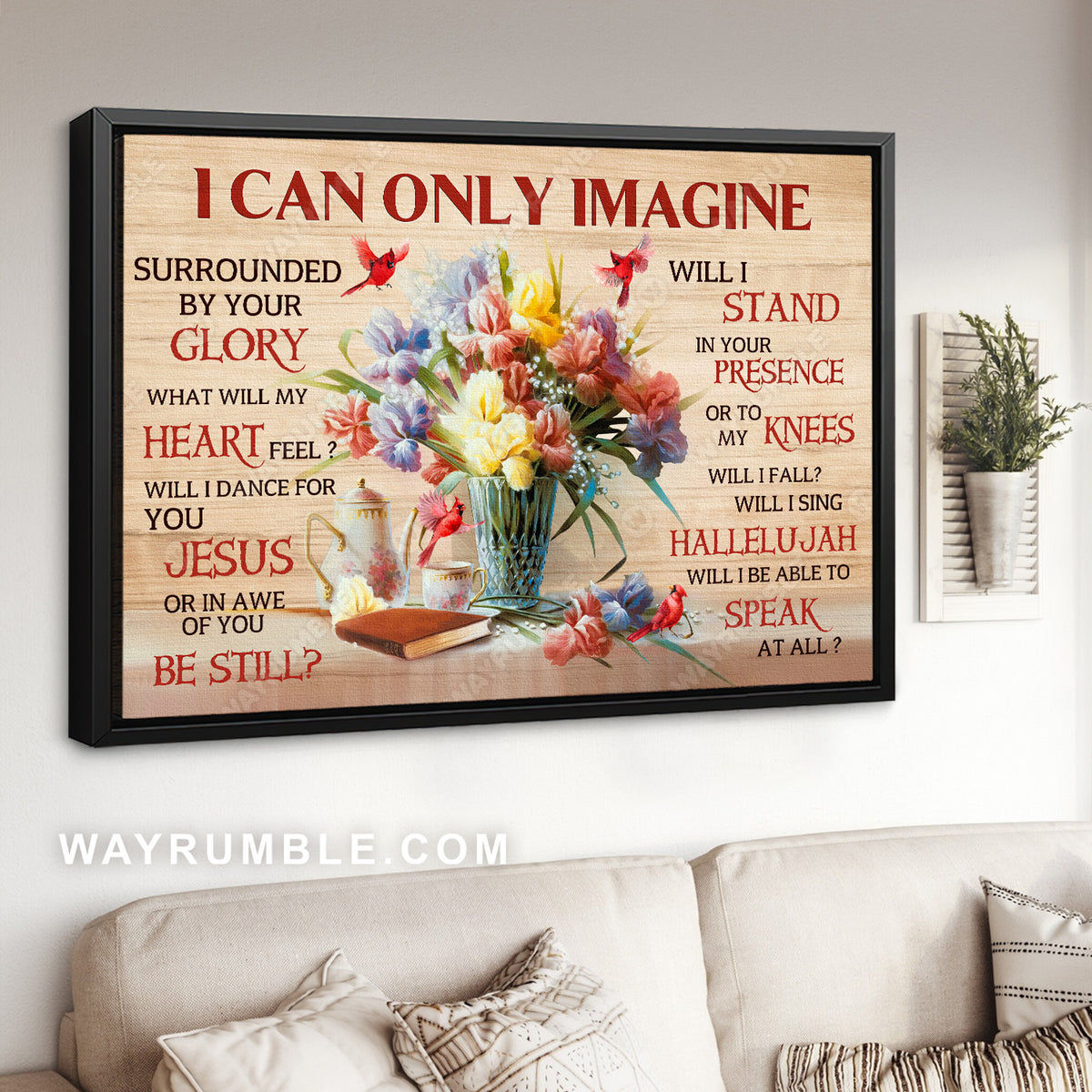 Red cardinal, Colorful flowers, I can only imagine - Jesus Landscape Canvas Prints, Christian Wall Art