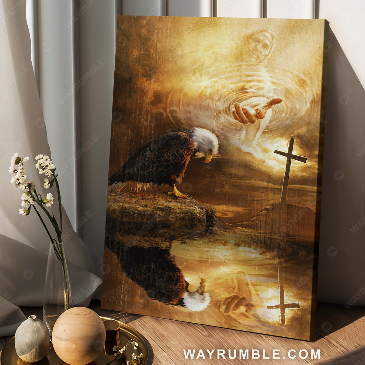 Jesus painting, The hand of Jesus, Bald Eagle painting, The old rugged cross - Jesus Portrait Canvas Prints, Christian Wall Art