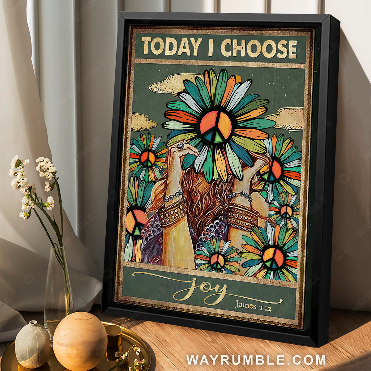Day of peace, Peace flower, Lovely girl, Today I choose joy - Jesus Portrait Canvas Prints, Christian Wall Art