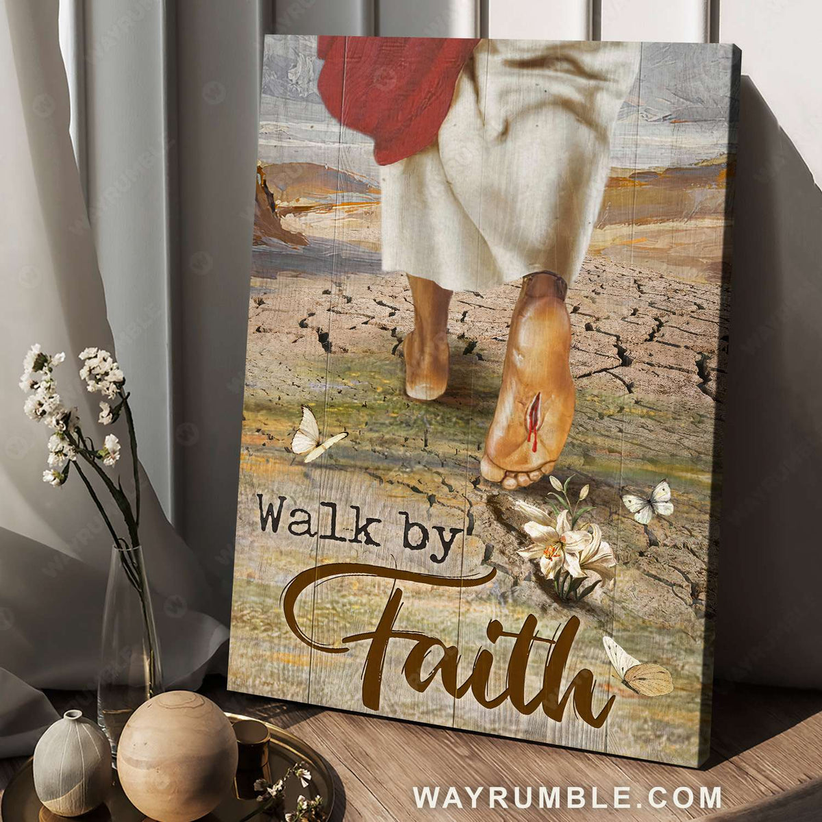 The life of Jesus, Jesus foot, Break ground, Walk by faith - Jesus Portrait Canvas Prints, Christian Wall Art