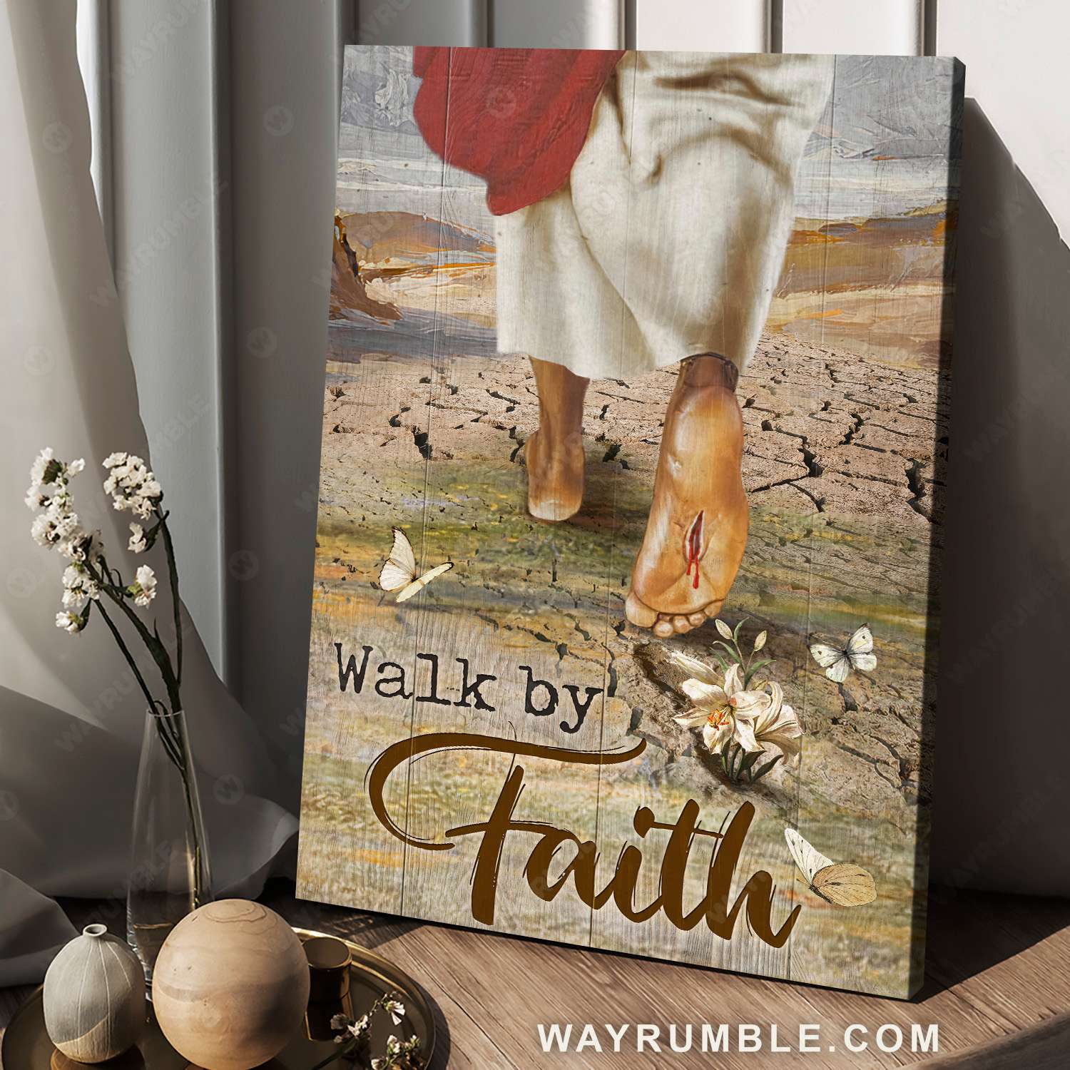 The life of Jesus, Jesus foot, Break ground, Walk by faith - Jesus Portrait Canvas Prints, Christian Wall Art