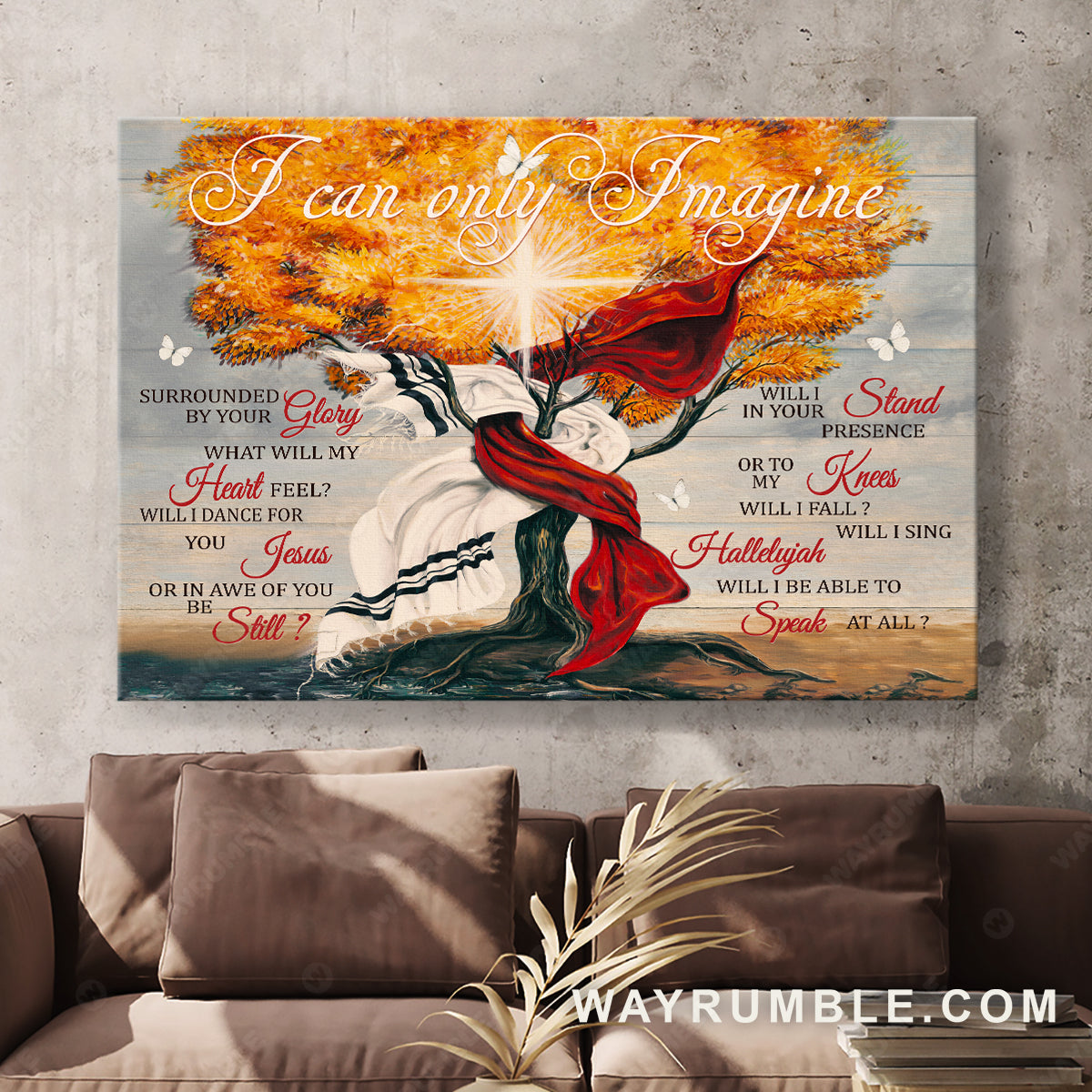 White and red cloth, Old tree painting, I can only imagine - Jesus Landscape Canvas Prints, Christian Wall Art