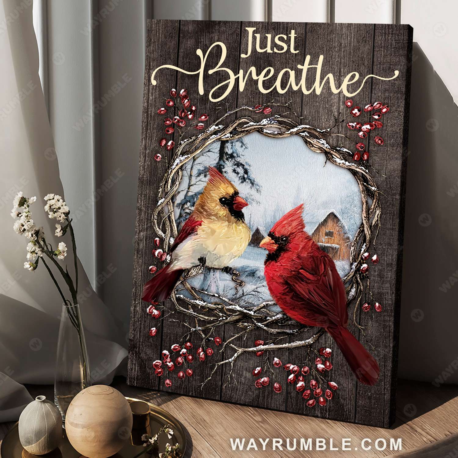 Cardinal painting, Winter village, Cranberry, Just breath - Jesus Portrait Canvas Prints, Wall Art