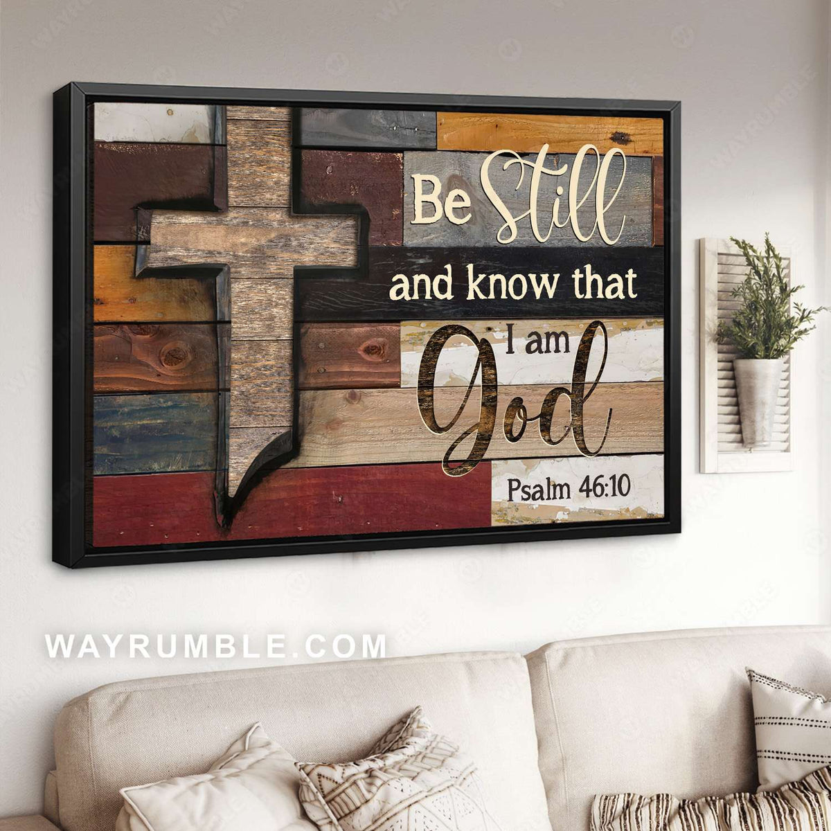 Jesus cross, Wall planks, Be still I am God - Jesus Landscape Canvas Prints, Christian Wall Art