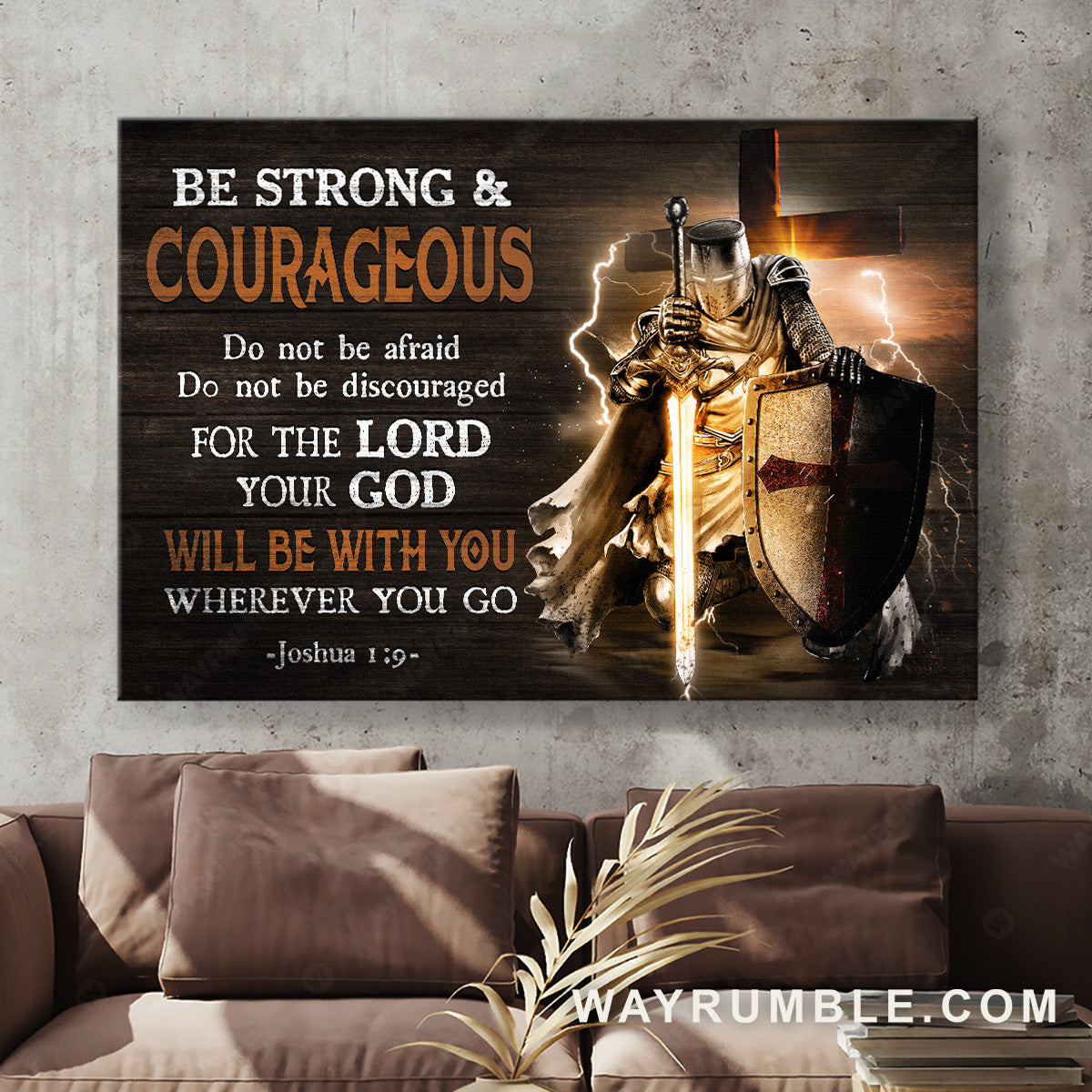 Warrior of Christ, Shield, Light sword, Cross symbol, Be strong and courageous - Jesus Landscape Canvas Prints, Christian Wall Art 