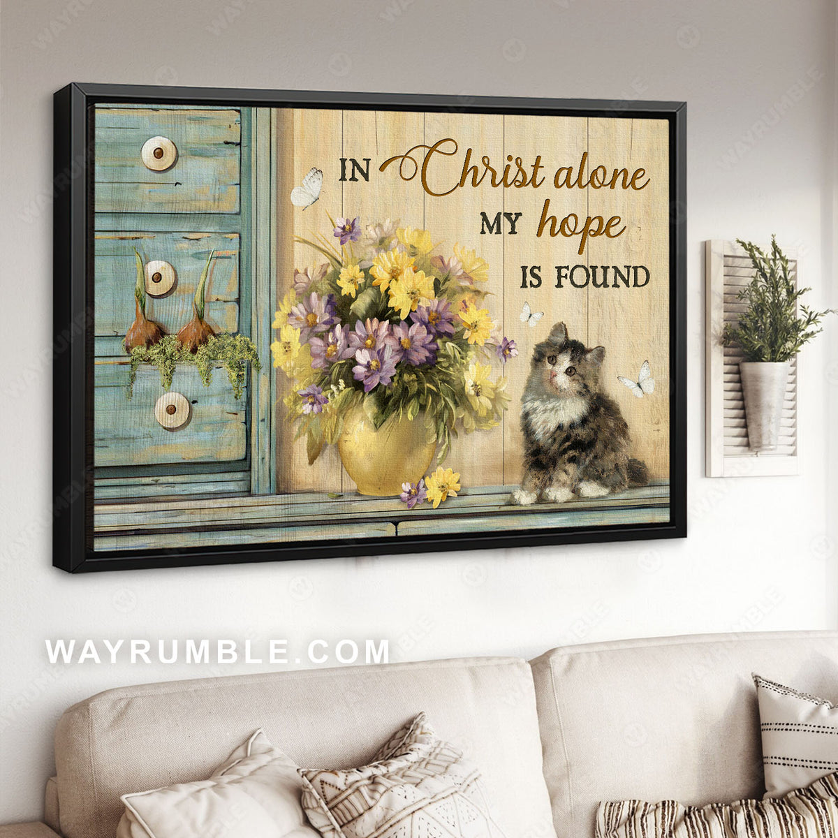Tickseed flower, Maine coon kitten, My hope is found - Jesus Landscape Canvas Prints, Christian Wall Art