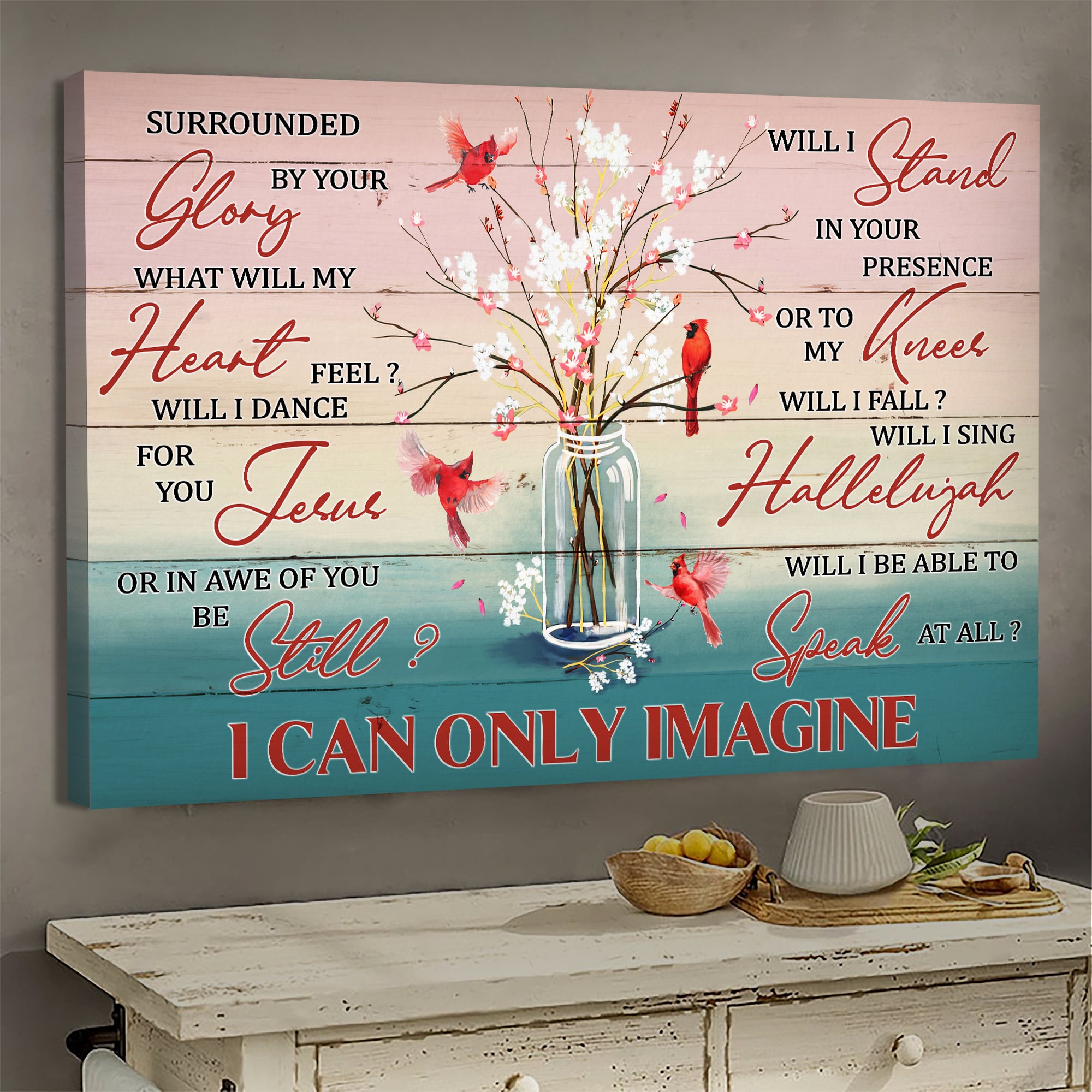 Cardinal, Baby flower vase, I can only Imagine - Jesus Landscape Canvas Prints, Wall Art