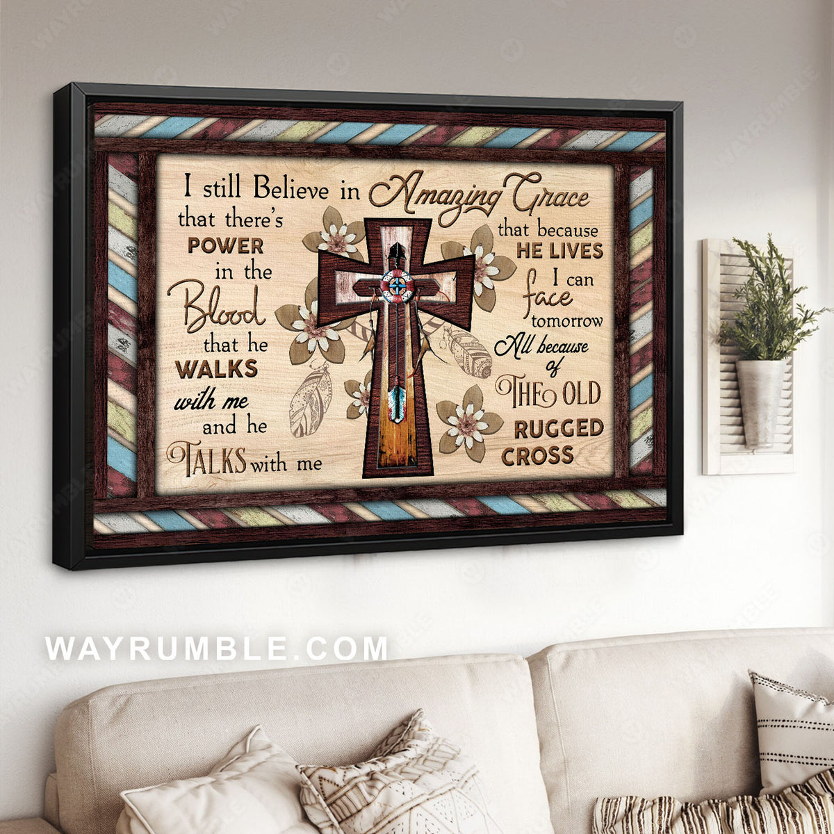 Jesus cross. Rugged cross, Flower pattern, I still believe in amazing grace - Jesus Landscape Canvas Prints, Christian Wall Art