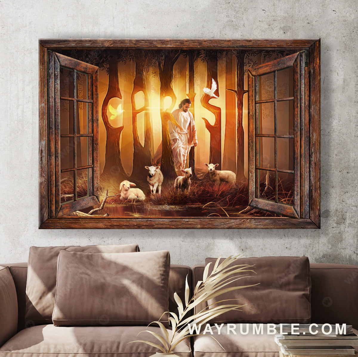 Walking with Jesus, Lambs of God, In the forest, Christ - Jesus Landscape Canvas Prints, Christian Wall Art