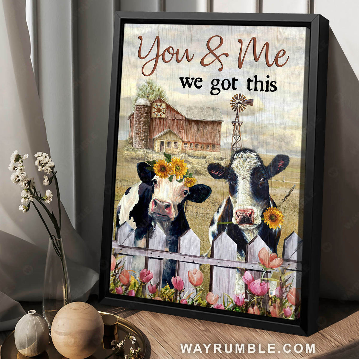 Beautiful Cow, Windmill, Old barn, You and me we got this - Jesus Portrait Canvas Prints, Christian Wall Art