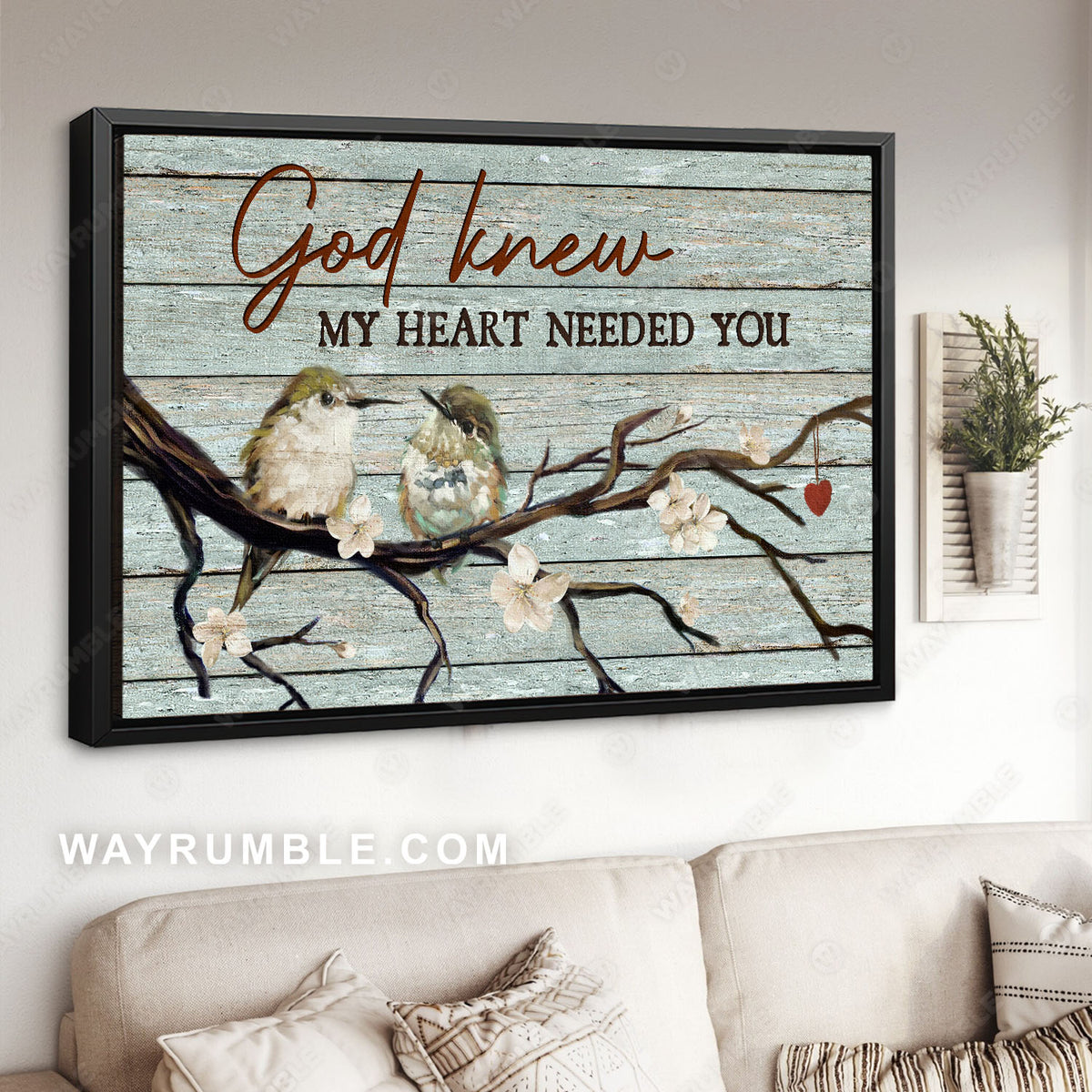 Baby hummingbirds, White jasmine, God knew my heart needed you - Jesus Landscape Canvas Prints, Christian Wall Art