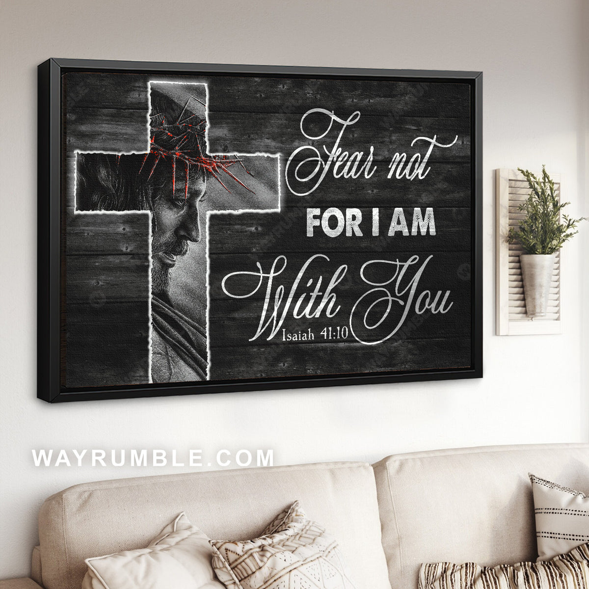Jesus drawing, Crown of thorn, Jesus cross, Fear not for I am with you - Jesus Landscape Canvas Prints, Christian Wall Art