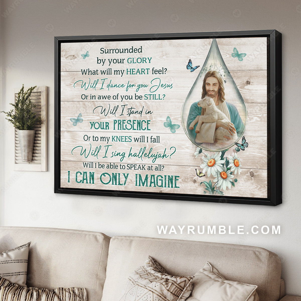 Jesus drawing, Jesus lamb, White daisy, Surrounded by your glory - Jesus Landscape Canvas Prints, Christian Wall Art