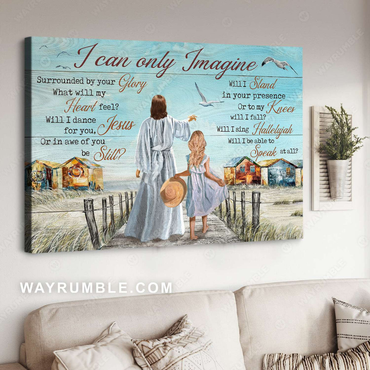 Walking with Jesus, Gull, Old village, I can only imagine - Jesus Landscape Canvas Prints, Christian Wall Art