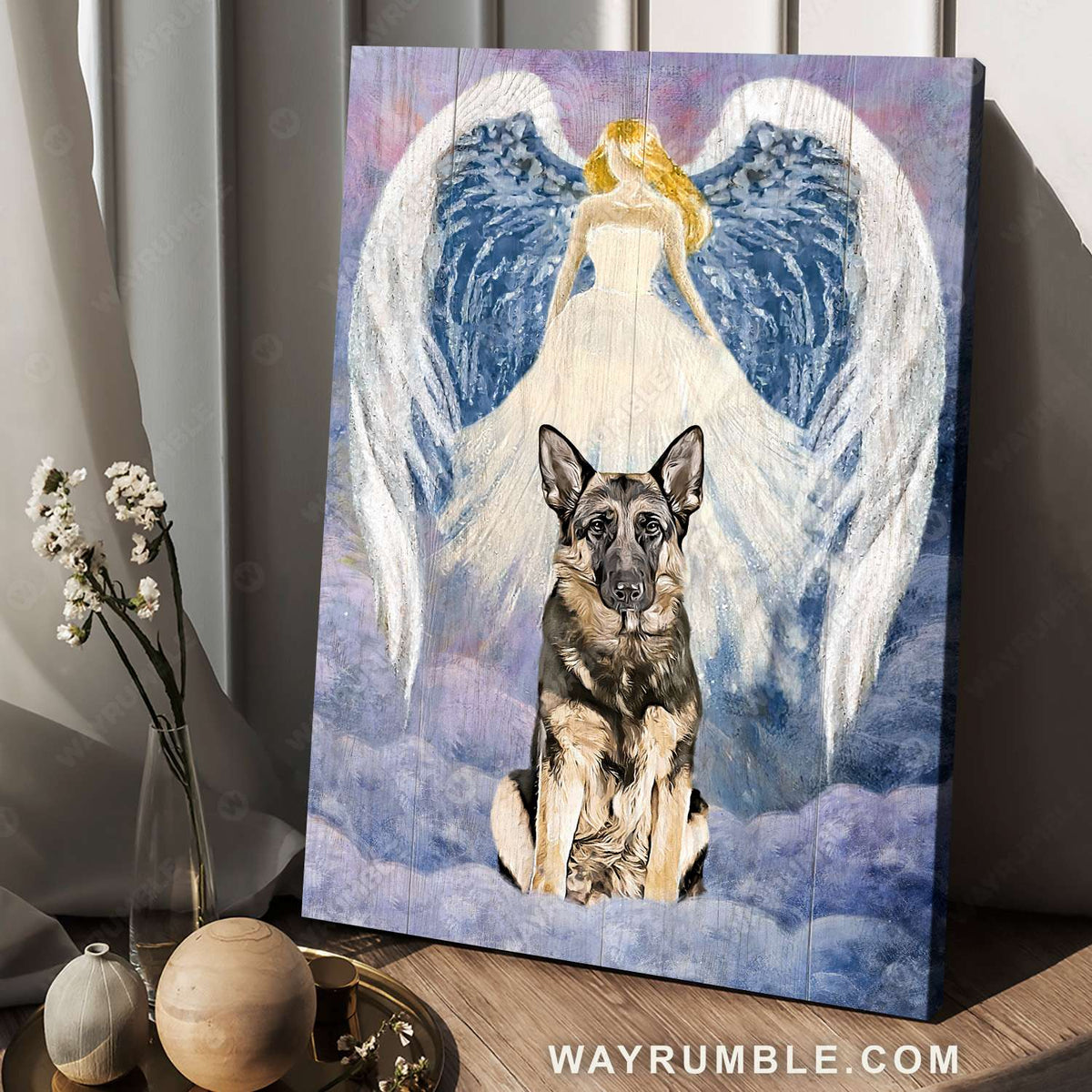 German Shepherd dog, God painting, Beautiful fairy - Jesus Portrait Canvas Prints, Christian Wall Art
