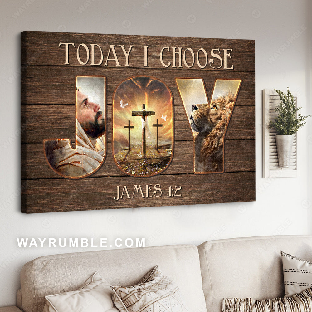 Jesus painting, Lion of Judah, Lion painting, Today I choose Joy - Jesus Landscape Canvas Prints, Christian Wall Art