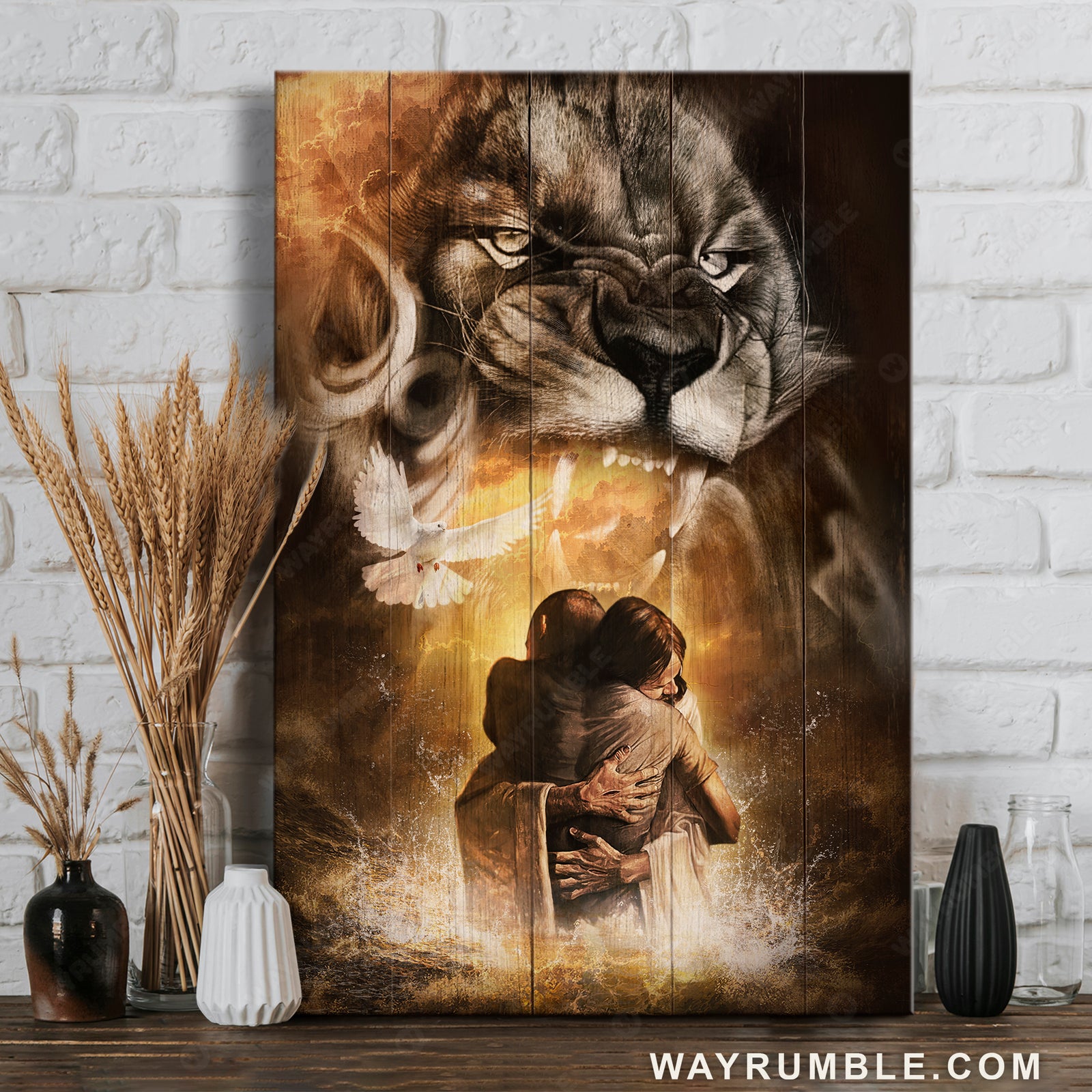 The Lion of Judah, Jesus Christ, White dove, God save me - Jesus Portrait Canvas Prints, Christian Wall Art