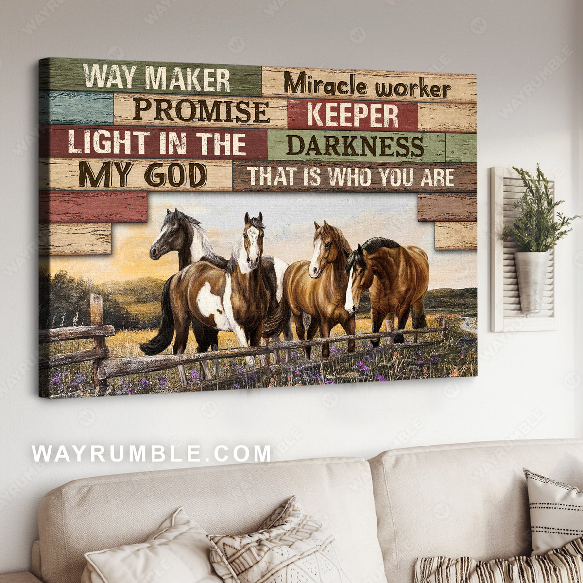 Horse painting, Countryside landscape, Jesus is the light in the darkness - Jesus Landscape Canvas Prints, Christian Wall Art