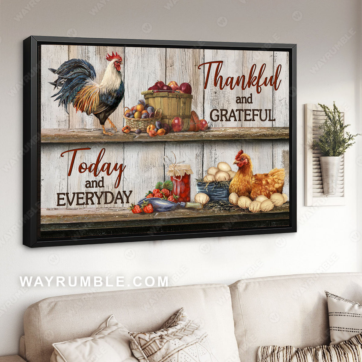 Chicken painting, Farm fruit, Thankful and grateful, Today and everyday - Jesus Landscape Canvas Prints, Christian Wall Art