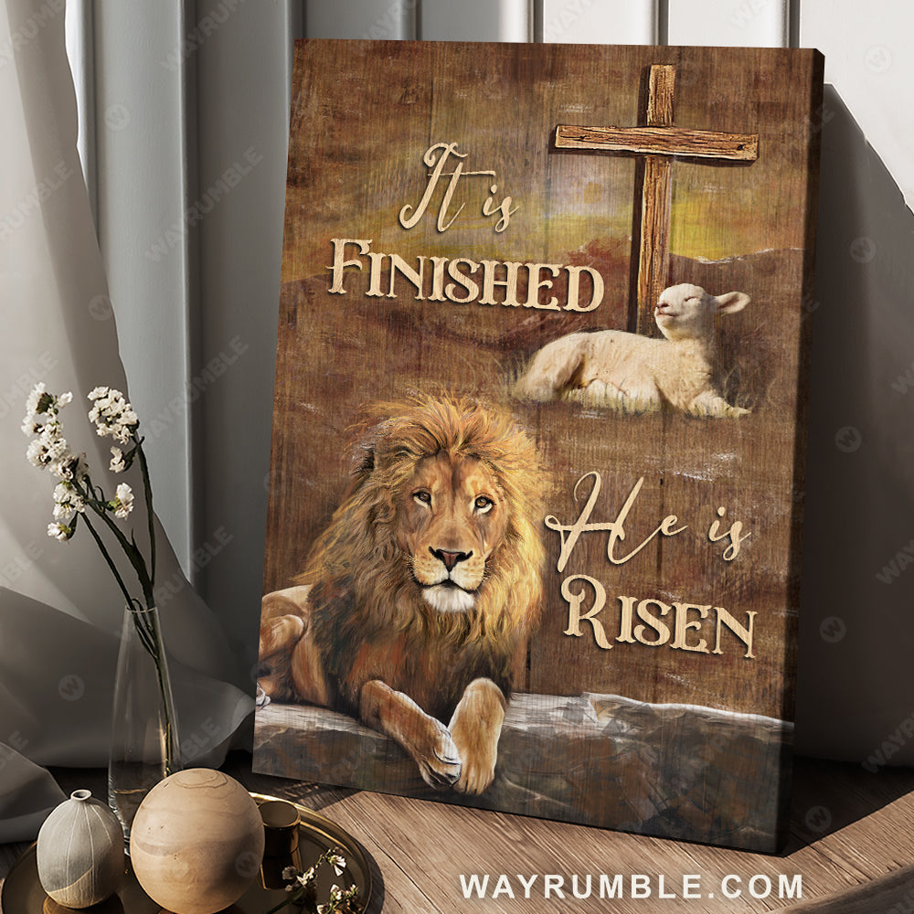 Lion of Judah, Lamb of God, It is finished, He is risen - Jesus Portrait Canvas Prints, Christian Wall Art