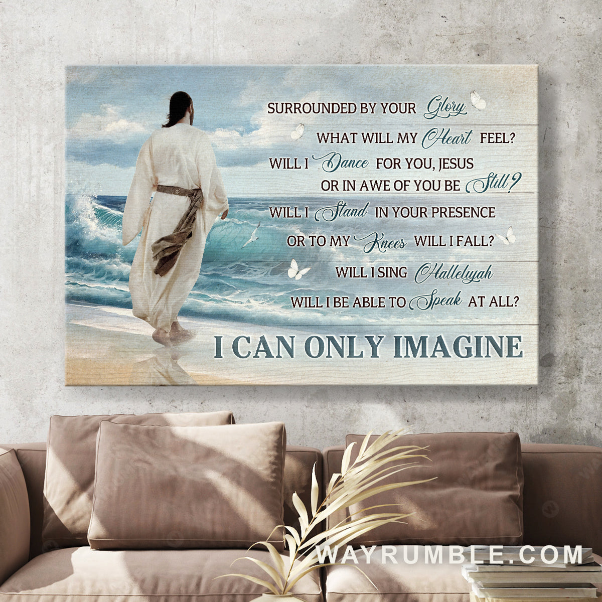 Jesus painting, Ocean landscape, Walking to the sea, I can only imagine - Jesus Landscape Canvas Prints, Christian Wall Art