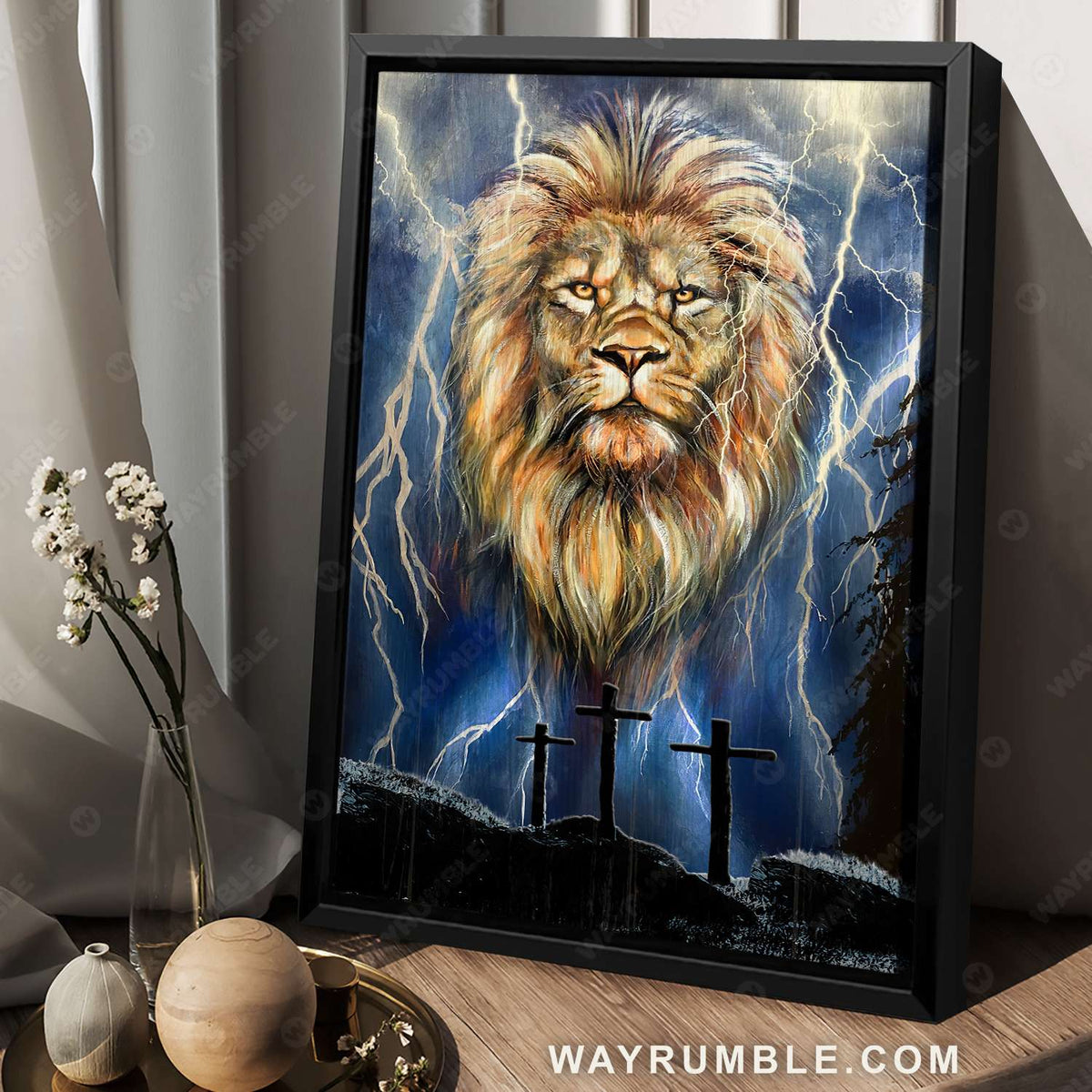 Lion of Judah, Thunderstorm, The amazing crosses - Jesus Portrait Canvas Prints, Christian Wall Art