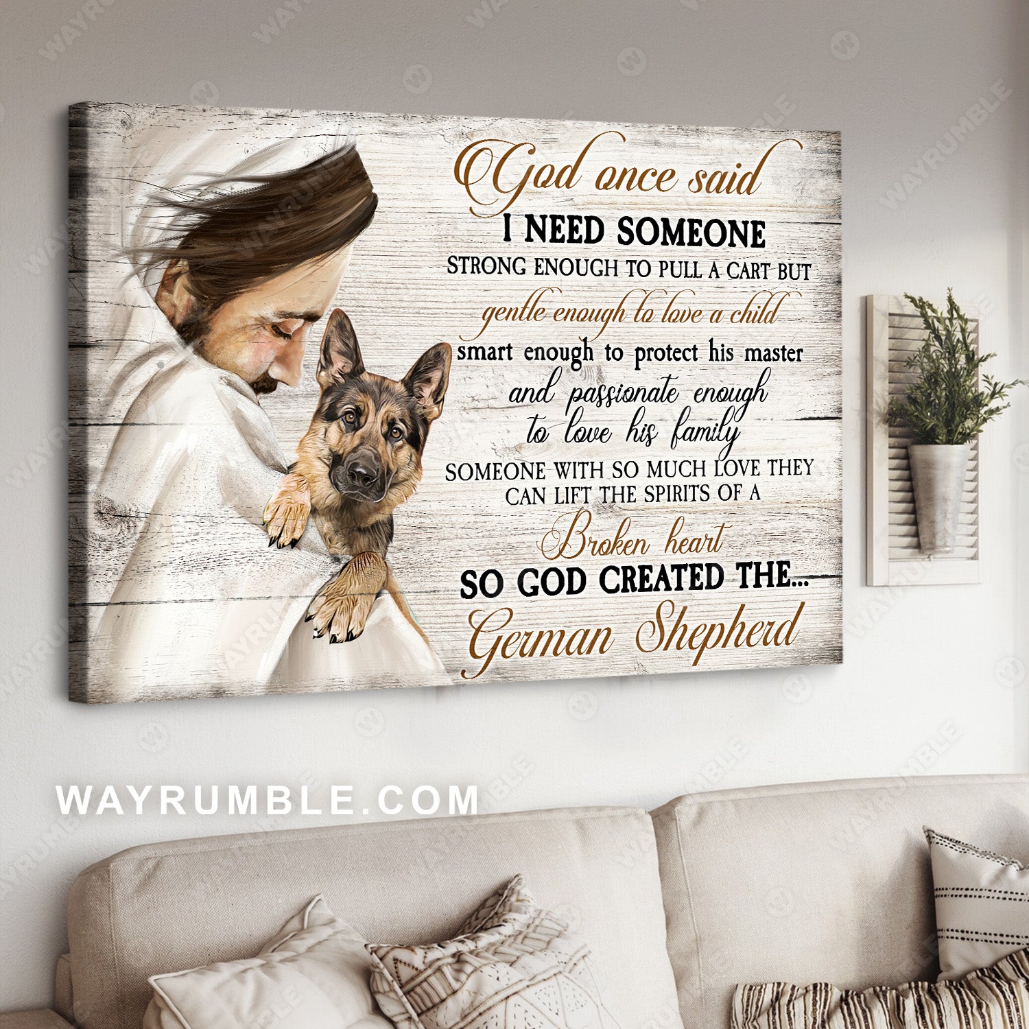 Jesus Christ, German Shepherd, The life of Jesus, God once said - Jesus Landscape Canvas Prints, Christian Wall Art