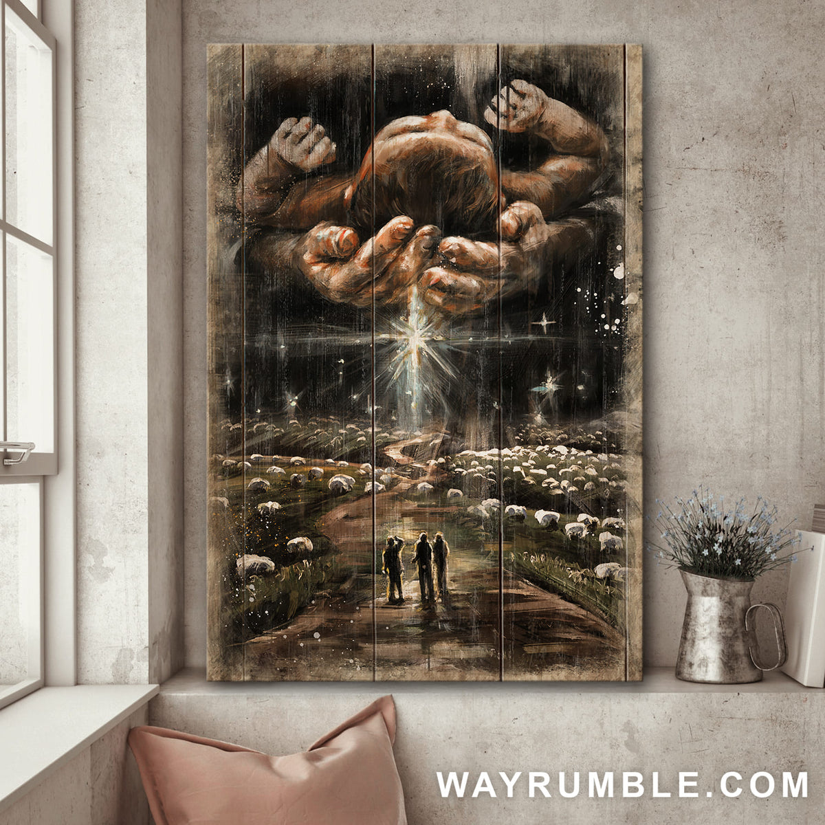 Beautiful night sky, The day he was born - Jesus Portrait Canvas Prints, Wall Art