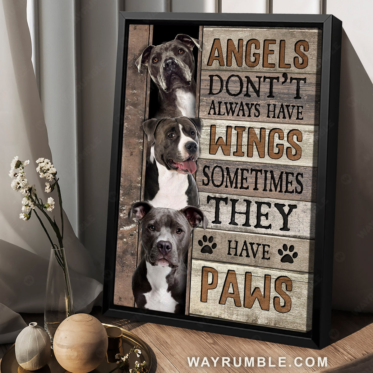 Pitbull dog, Pitbull terrier, Angels don&#39;t always have wings - Jesus Portrait Canvas Prints, Christian Wall Art