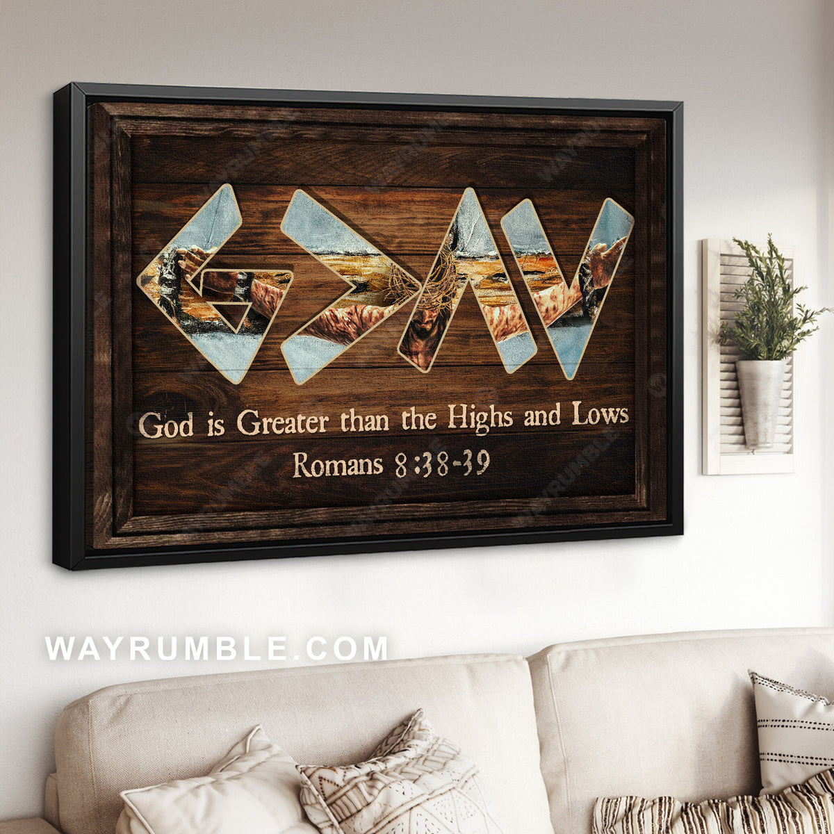 Jesus on cross, Highs &amp; lows, God is greater than the highs and lows - Jesus Landscape Canvas Prints, Christian Wall Art