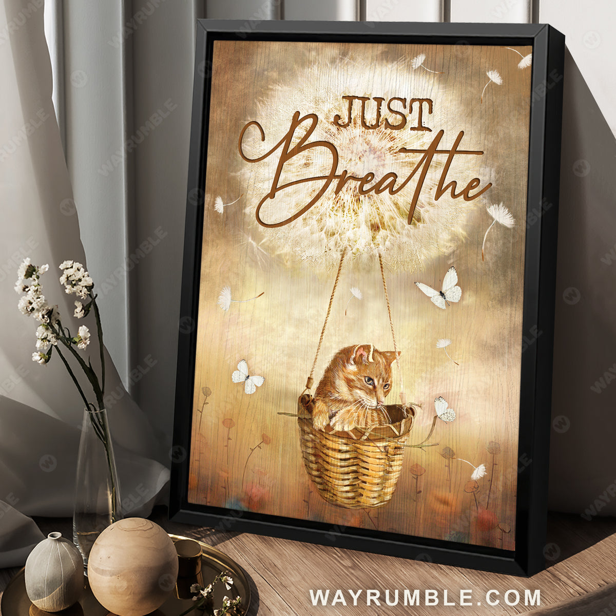 Cat painting, Little cat in the basket, Dandelion, Just breath - Jesus Portrait Canvas Prints, Christian Wall Art