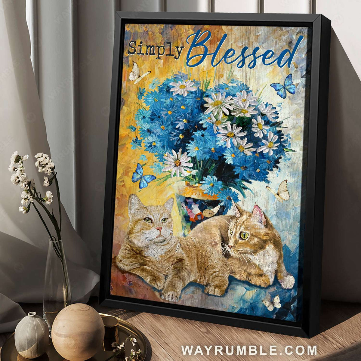 Blue daisy, Daisy flowers, Fluffy cats, Simply blessed - Jesus Portrait Canvas Prints, Christian Wall Art