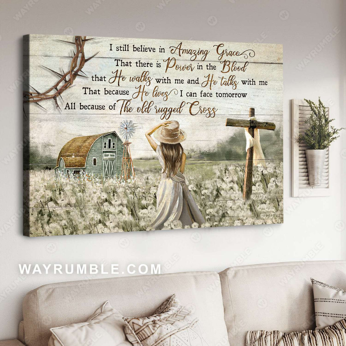Flower painting, Countryside landscape, Beautiful little girl, I still believe in amazing grace - Jesus Landscape Canvas Prints, Christian Wall Art